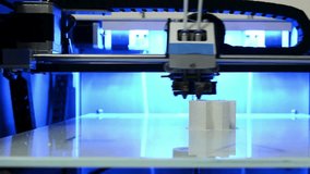 4K Time lapse video Automatic 3D printer Innovative 3d Printer Produces Print Under Blue Lighting 3d techology. printing a fractal abstract object