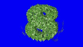 3D leaves forming number 8 with wind effect on blue screen 3D animation. You can easily key out (remove) the blue screen with just one click using any video editor.