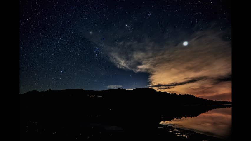 Ireland night scape low clouds time lapse.