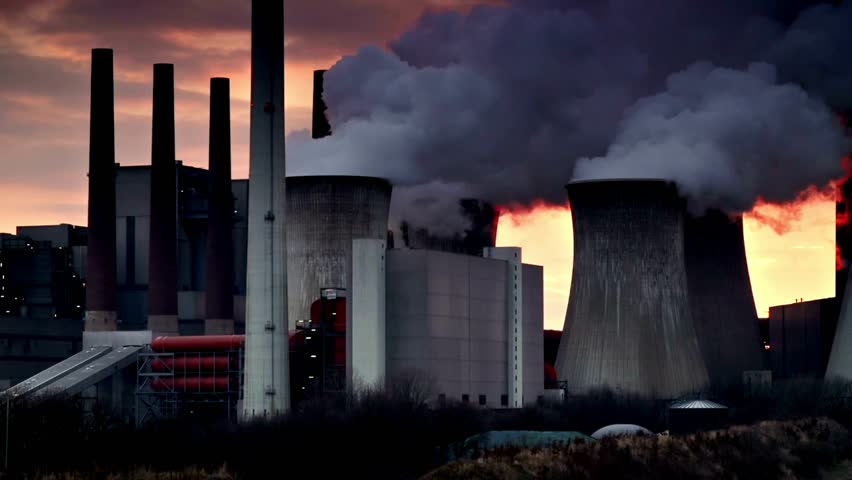 cooling towers of the coal power plant coal-fired power station nuclear power stations generating electricity landscape view 4k Royalty-Free Stock Footage #3482117111