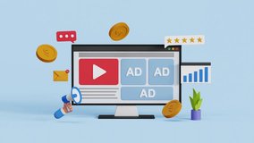 Online advertising, Social Media Campaign, Digital Marketing. Earn money from PPC ad campaign on social media. Audience engagement. Social media sponsored post. 4K 3D animation - Powered by Shutterstock - Get 15% off with code: PIKWIZARD15