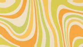 Retro, unique colorful wavy, psychedelic, groovy, hippie, flat, abstract, cartoon looping background in 70s retro style.