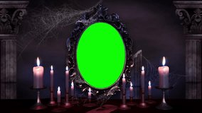 magic mirror, 3d animation, green screen 4k video 3d decorate background 