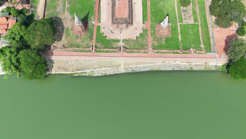 Aerial view of Wat Chaiwatthanaram temple in the Historical Park Ayutthaya Thailand