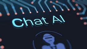 Futuristic AI chat interface with an electronic circuit, advanced AI technology, prompt for user interaction, conceptual animation (3d render) - Powered by Shutterstock - Get 15% off with code: PIKWIZARD15