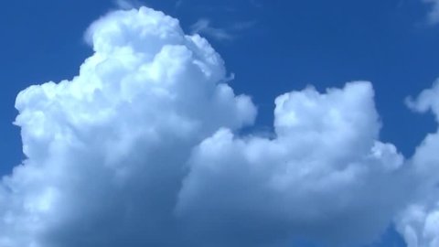 Sky with white puffy clouds time lapse, day light weatehr, clean skies. Puffy fluffy white cloud blue sky background cloudscape. Cloudy air, Full HD video, 1920x1080. Real , NOT CG.