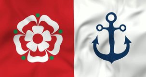 Waving flag of Southampton city in England. Loopable animation in 4k resolution video.