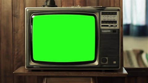 80s Television with Green Screen. You can replace green screen with the footage or picture you want. You can do it with “Keying” (Chroma Key) effect in AE (check out tutorials on YouTube). Zoom In.