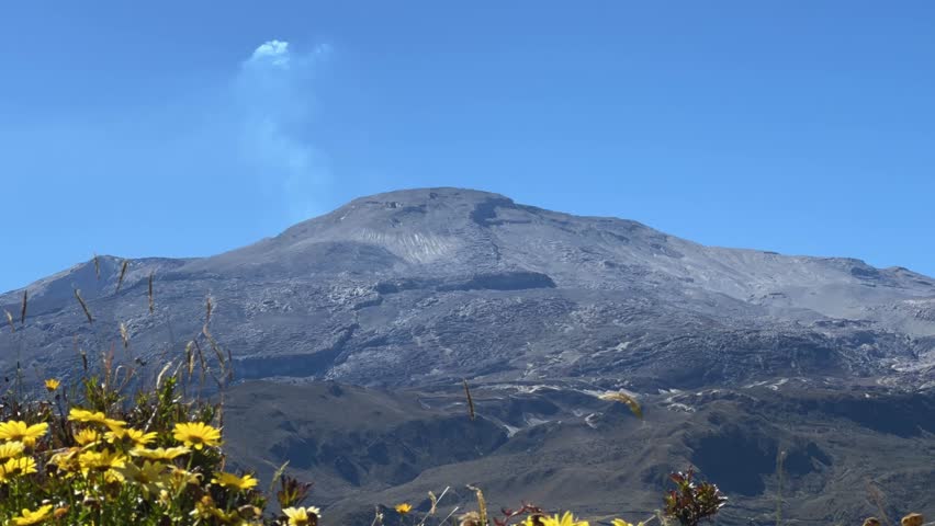 Timelapse of active volcano Nevado del Ruiz in the Tolima department in the Andes mountains in Colombia