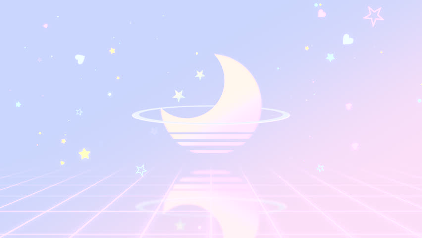Looped retro synthwave moon and stars on grid floor animation. Royalty-Free Stock Footage #3482645339