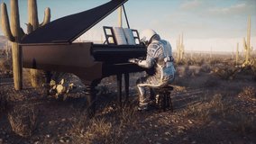 
Traveller Astronaut CGI, Surreal, Grand Piano, 3D Animation, Playing, Desert Landscape, Cactus Plants, Smooth Movement, Exterior Shot, Daylight, Raw Footage, Log Footage, 4K Resolution, Space Explore