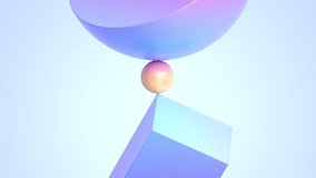 Abstract geometric animation, minimalist background design with rotating shapes, 4k seamless looped video, 3d render