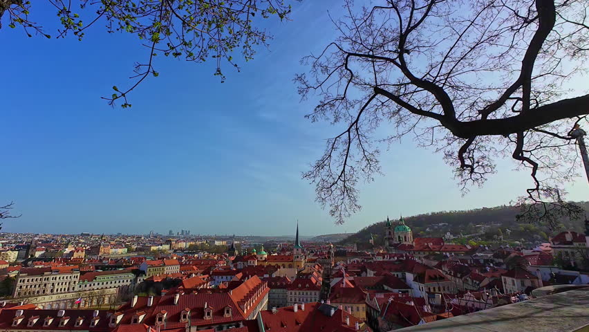 Looking from the castle complex over historic Prague, Czech Republic