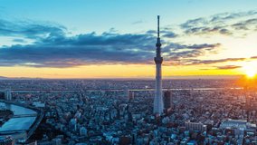 Aerial view of cityscape at sunrise in Japan. - Powered by Shutterstock - Get 15% off with code: PIKWIZARD15