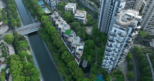 Shenzhen ,China - April 07 2024: Aerial footage of landscape in shenzhen city, China 
