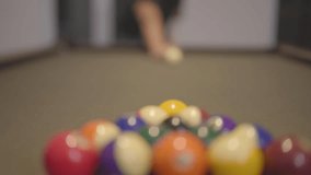 Breaking colorful pool balls on green billiards table for start to play. American pool, poule. Billiard balls with numbers on a pool table - Powered by Shutterstock - Get 15% off with code: PIKWIZARD15