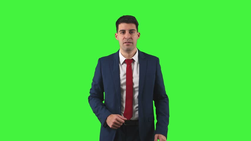 smiling businessman gazes with adoration, his hands tenderly placed on his face in a gesture of love and admiration. Radiating joy and happiness Green Screen Chroma Key Royalty-Free Stock Footage #3482891775