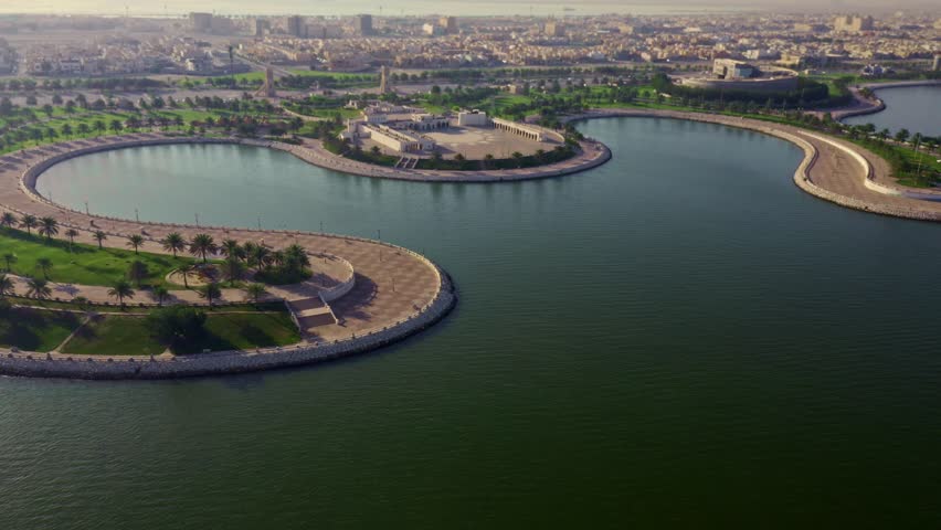 Dammam Corniche by a drone
 Royalty-Free Stock Footage #3482922927