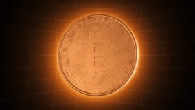 Video clip of a Looping Bitcoin Digital Cryptocurrency Background Animation.