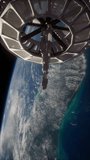 futuristic Space satellite orbiting the earth. Elements of this image furnished