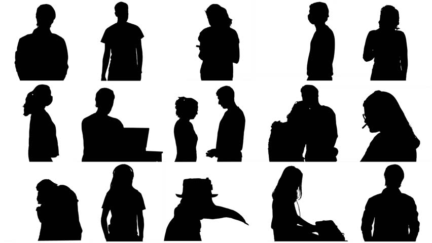 People Silhouette Activities Medium Shot Collection. A large set of many silhouette people in different situations. Medium shot