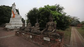 The background of the video is of the morning sun falling on the ancient ruins of Ayutthaya, Thailand. Wat Yai Chai Mongkol Wat Chaiwatthanaram, is ancient and worth studying its history.