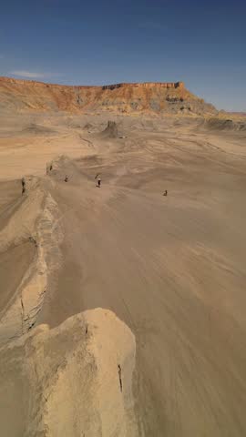 Aerial view of Swing Arm Army Motocross Track in arid desert landscape, Hanksville, Utah, United States.