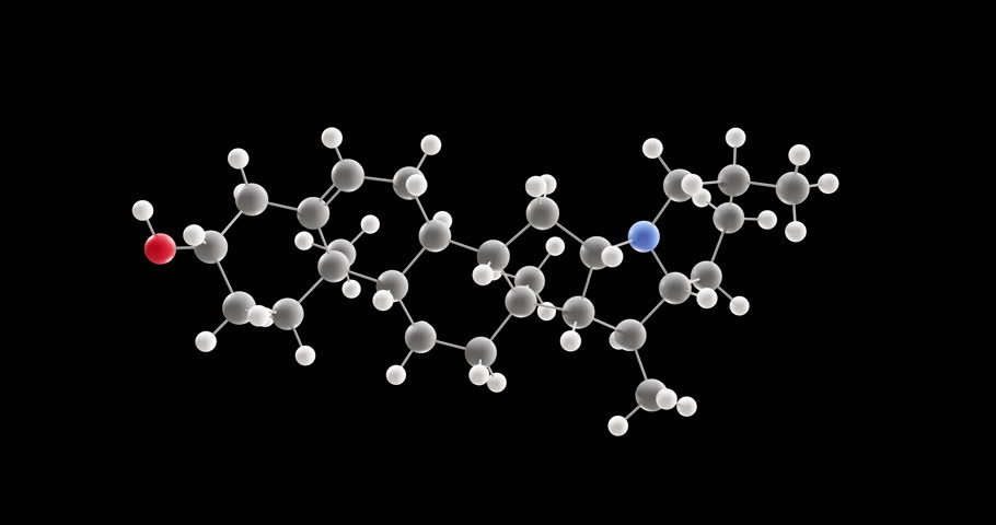 Solanidine molecule, rotating 3D model of steroidal alkaloid, looped video on a black background Royalty-Free Stock Footage #3483329355