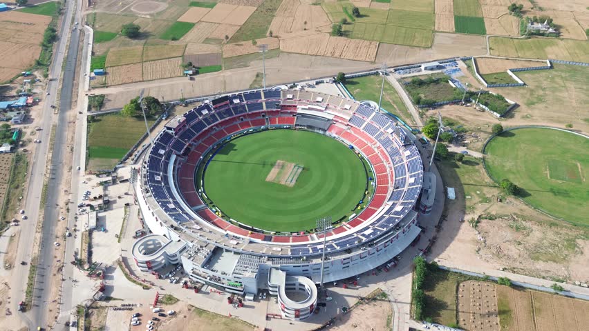Maharaja Yadavindra Singh Cricket Stadium, Mullanpur, Mohali, Punjab Royalty-Free Stock Footage #3483370479