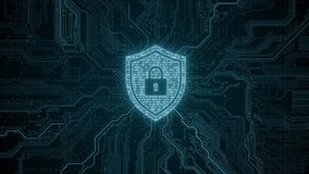 Security hologram virtual hud pin with shield and lock. Concept of finance data privacy and smartphone VPN service protection. Blockchain and secure crypto wallet background - Powered by Shutterstock - Get 15% off with code: PIKWIZARD15