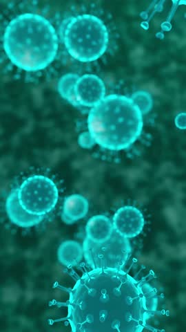 Vertical Many turquoise blue viruses float in the body. Animation background