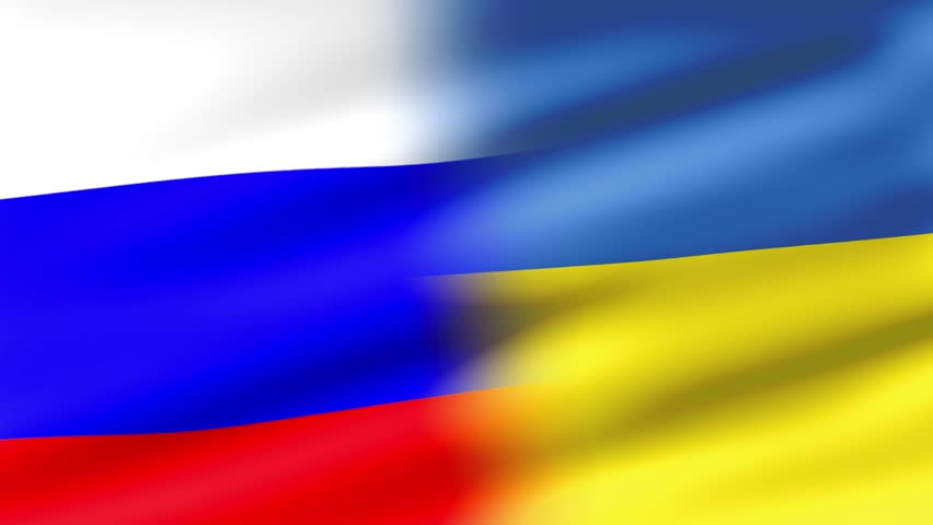 Russia and Ukraine Flag. Wave Loop waving in wind. Realistic Russia vs Ukraine Flag background. Russia Ukraine Flag Looping Closeup. Royalty-Free Stock Footage #3483462997
