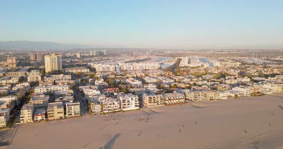 Marina Peninsula Neighborhood in Los Angeles, California. - aerial shot