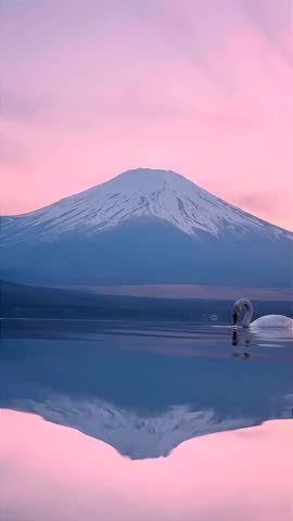 Just calmness of Mt Fuji sunset as seen from the lake Yamanaka Royalty-Free Stock Footage #3483525831