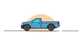 4K Blue Pick Up Truck Animation Video