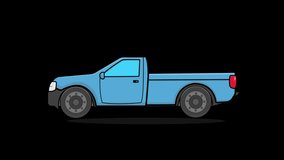 Blue Pick Up Truck Animation - Transparent Video