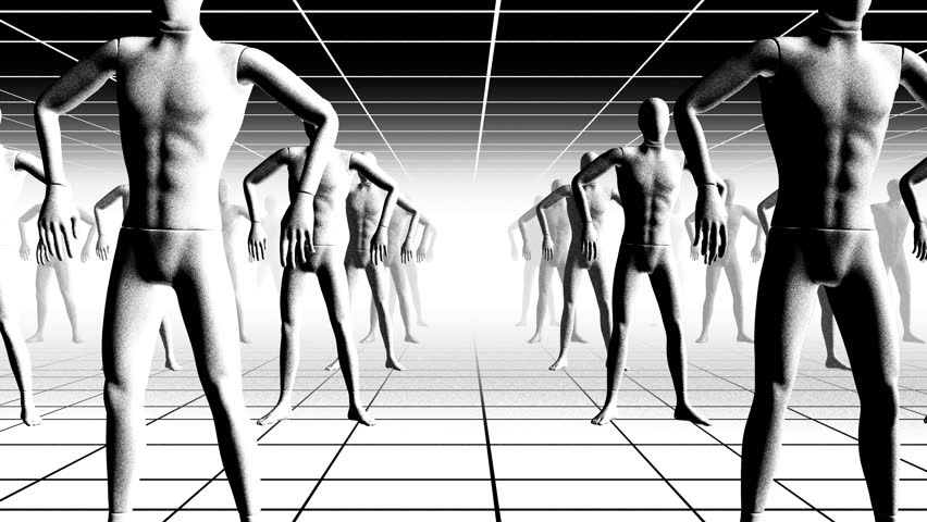 An abstract group of illustrated style dancers.