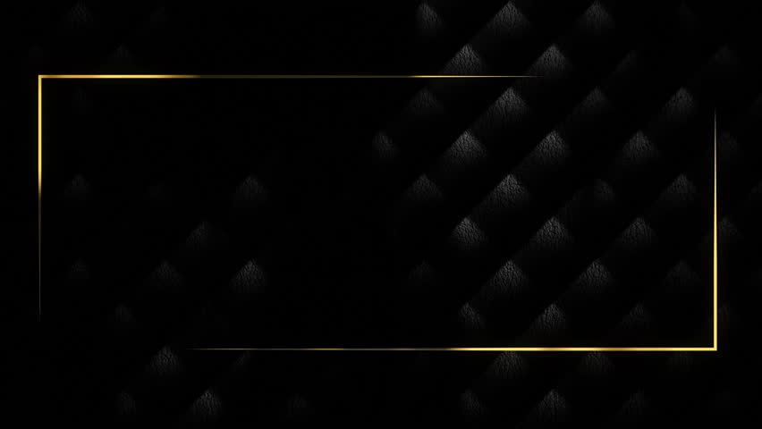 Luxury gold title border background. Black abstract text banner. Blank vip leather backdrop with golden frame. Copy space for casino royal or grand hotel logo