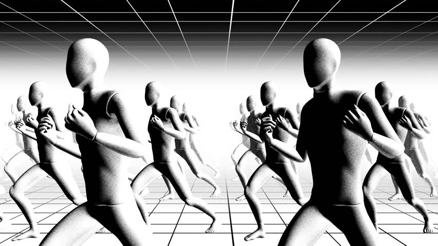 An abstract group of illustrated style dancers.