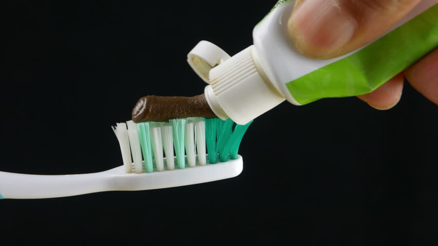 black on toothbrush