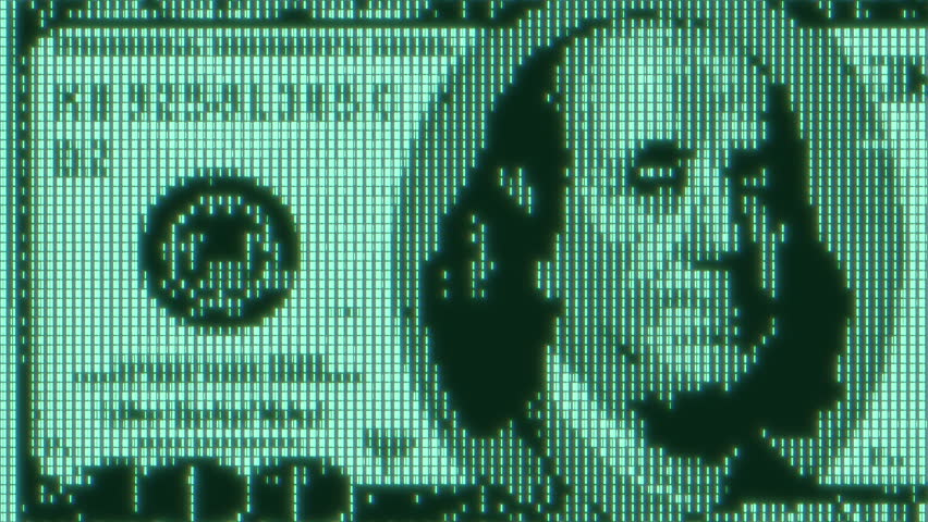 Green digital 100 dollar bill abstract background with binary code. Business and CBDC finance concept. One hundred dollars currency with Franklin - Powered by Shutterstock - Get 15% off with code: PIKWIZARD15