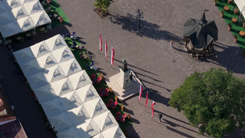 Kosciuszko Monument Market Square Downtown Rzeszow Aerial View Poland