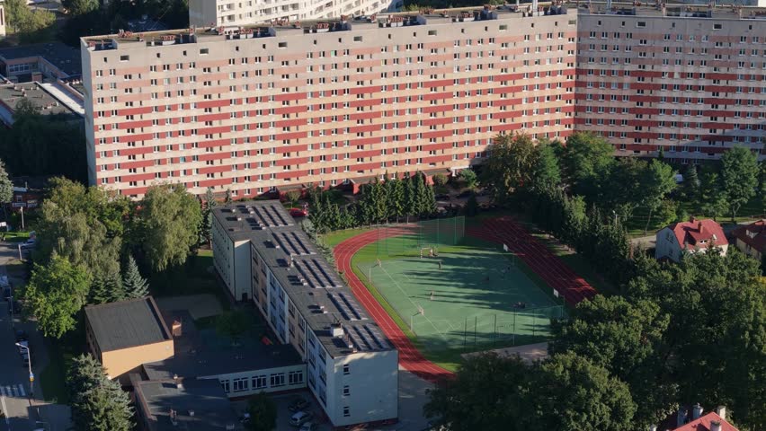 Landscape Playfield Skyscrapers Housing Estate Rzeszow Aerial View Poland
