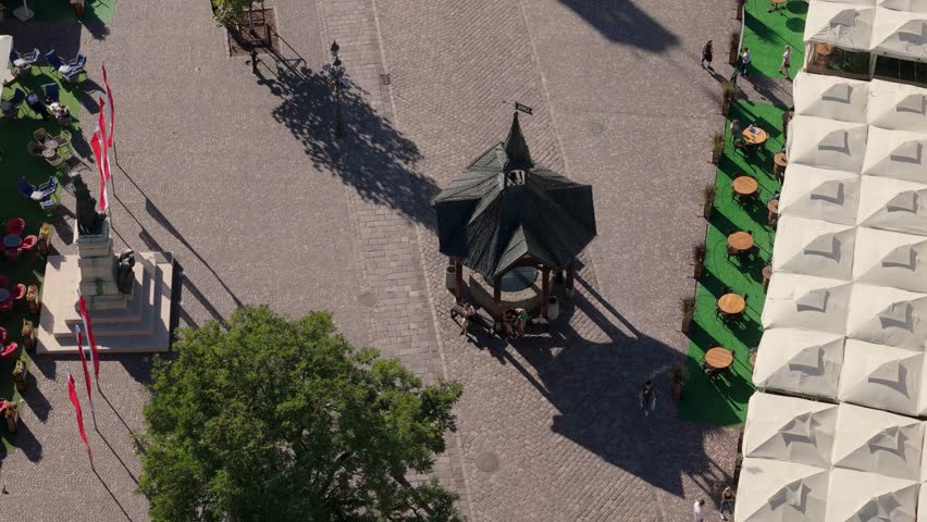 Beautiful Well Market Square Downtown Rzeszow Aerial View Poland