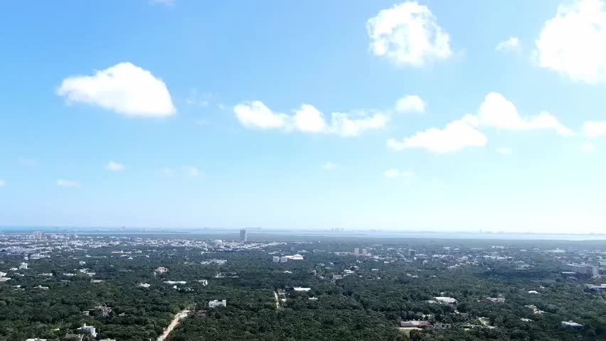 Aerial View Cancun cloudscape Mexico