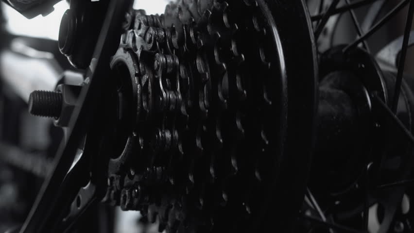Cyclist On Bicycle Drivetrain System Chain Rotating. Gear System Bike Wheel. Cycling Drivetrain Derailleur Chain Cassette Spokes. Cyclist Chain Gear Shifting. Cycling Cranckset Bike Wheel Gearshift Royalty-Free Stock Footage #3483725629