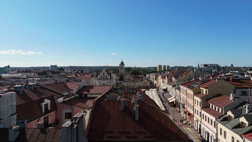 Beautiful Market Square Old Town Rzeszow Aerial View Poland
