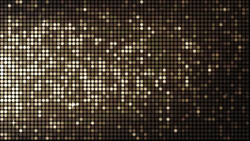 Wall in yellow and white brown, ocher polka dots. Stylish disco shiny golden paillette. Shiny copper platinum round sequin pattern. Round sparkling luxury scale. HD Looped identical. Similar video 4k, Royalty-Free Stock Footage #3483737577