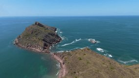 An Unique Aerial Journey Witnessing the Uninhabited Island's Role as a Focal Point of Mazatlán's Coastal Landscape, Revealing Its Untouched Beauty.