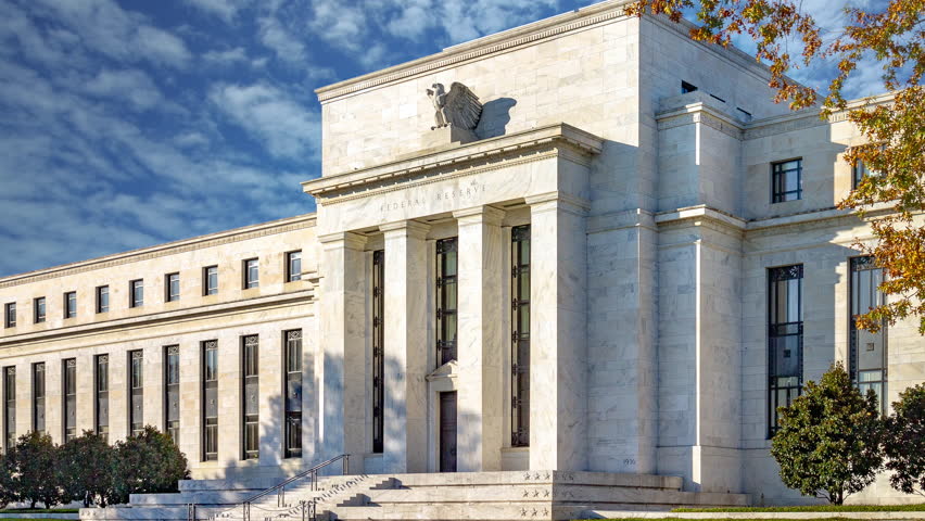 4K time lapse of the Federal reserve building, Washington DC, USA.